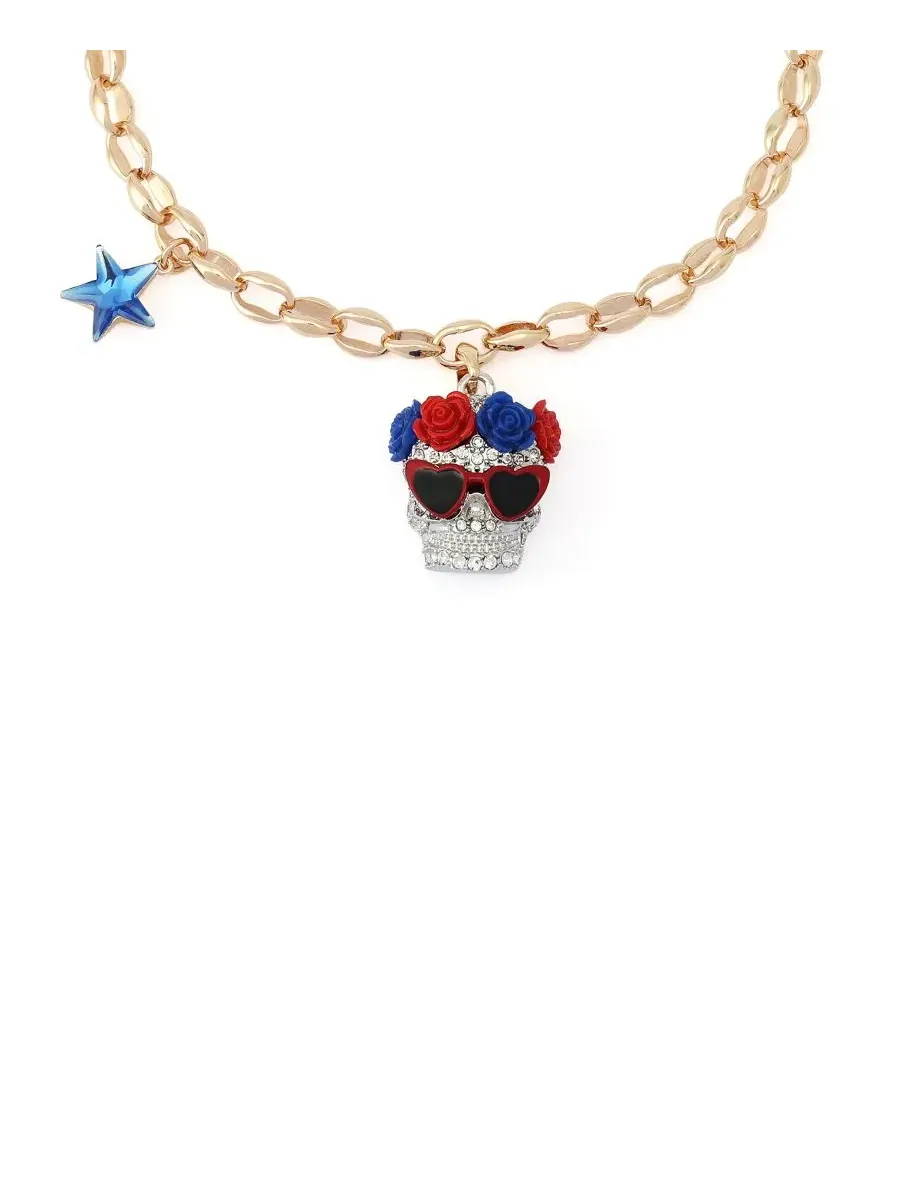 Кулон с черепом из стекла с цепочкой Betsey Johnson — изображение 3 из 4, оттенок красный/золотистый