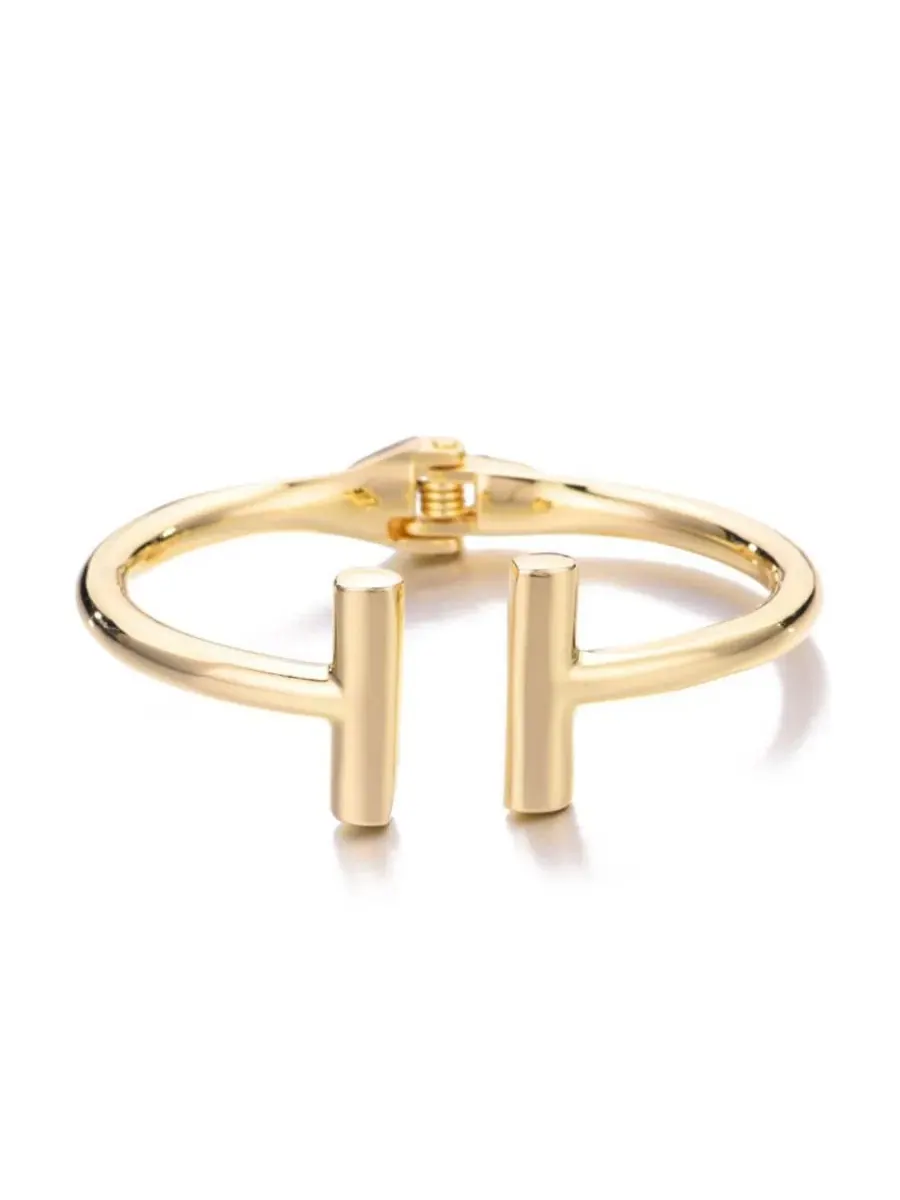 Манжета-браслет с двумя планками Gold ADORNIA — изображение 1 из 4, оттенок золото
