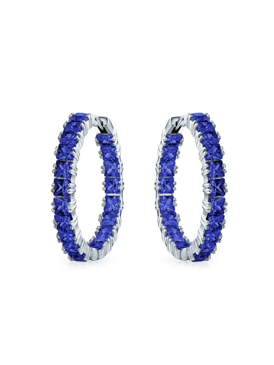 Серьги-кольца с кристаллами, модель Inside Out Large CZ Cocktail Hoop Bling Jewelry — изображение 1 из 3