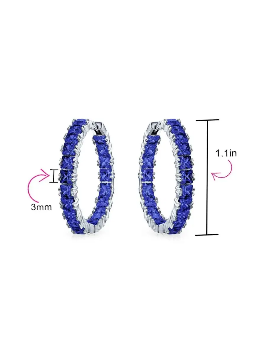 Серьги-кольца с кристаллами, модель Inside Out Large CZ Cocktail Hoop Bling Jewelry — изображение 3 из 3