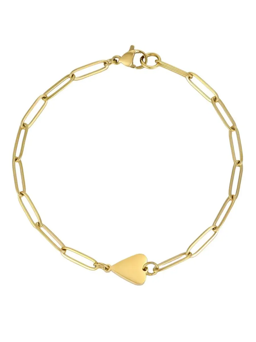 Браслет-цепочка с сердечком сбоку, 18k позолота ADORNIA — изображение 1 из 3, оттенок золото