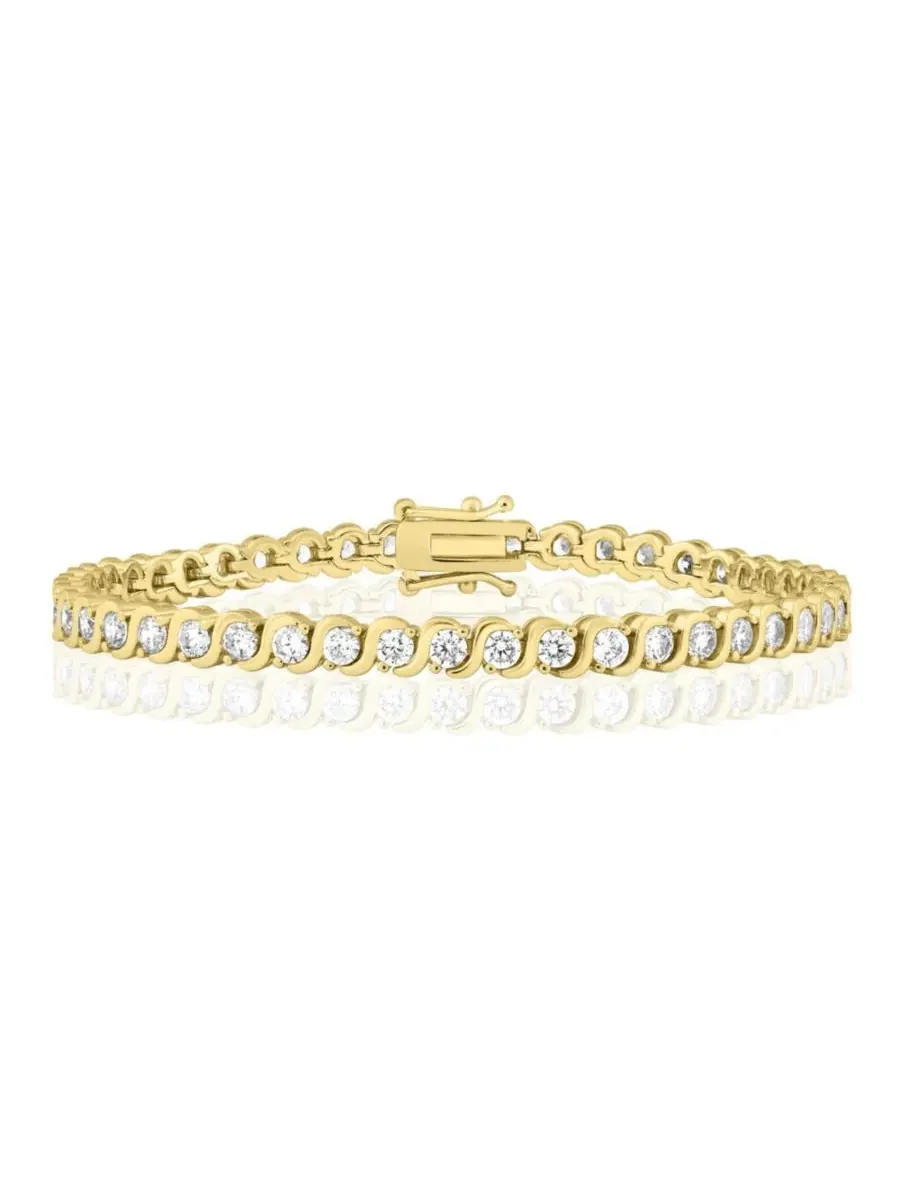 Браслет-теннис с волнообразным дизайном, Radiant Round CZ Polished Wave Design Tennis Bracelet — изображение 1 из 3