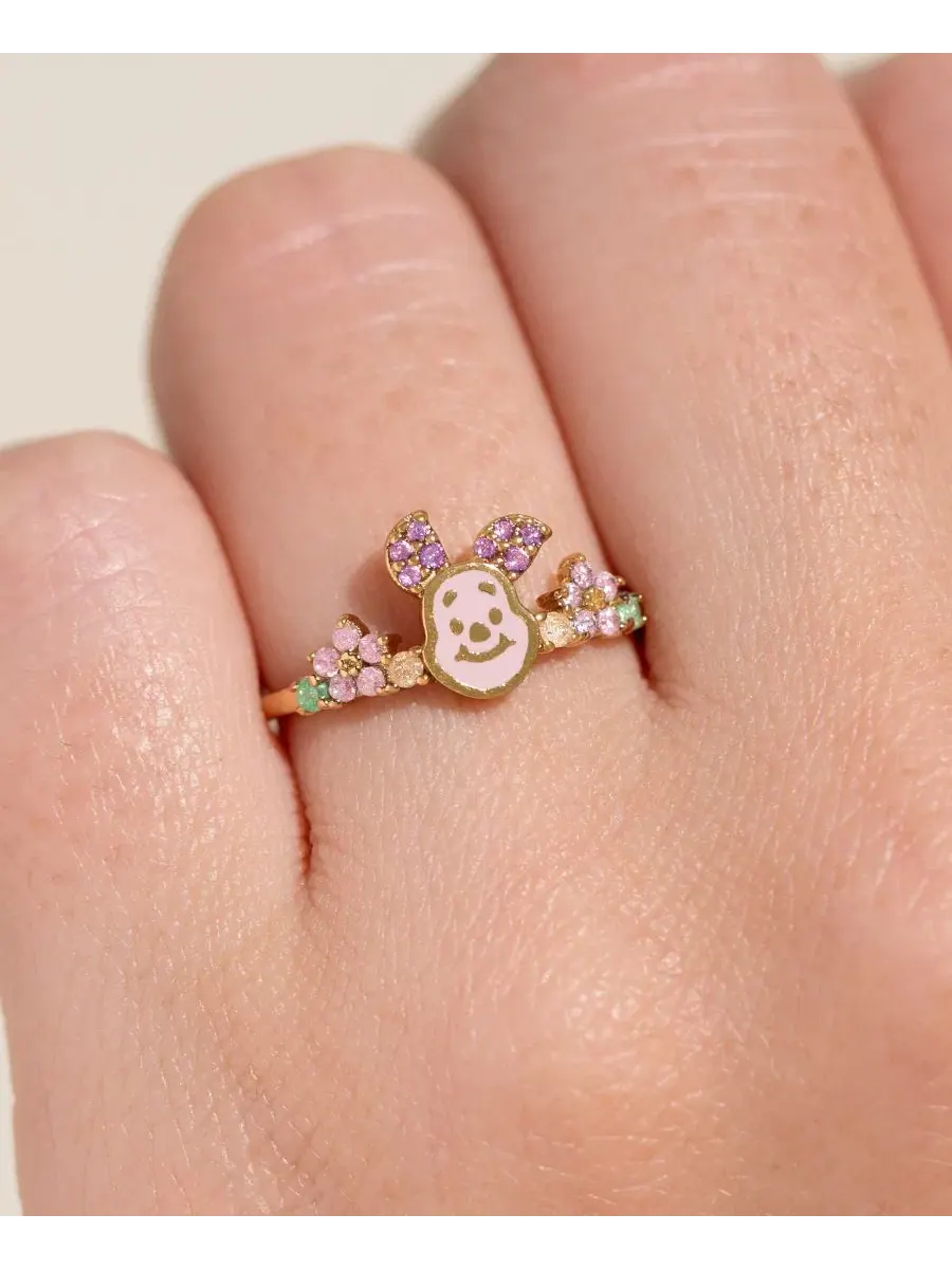 Кольцо с кристаллами и эмалью Disney Piglet Ring Girls Crew — изображение 3 из 3, оттенок золото