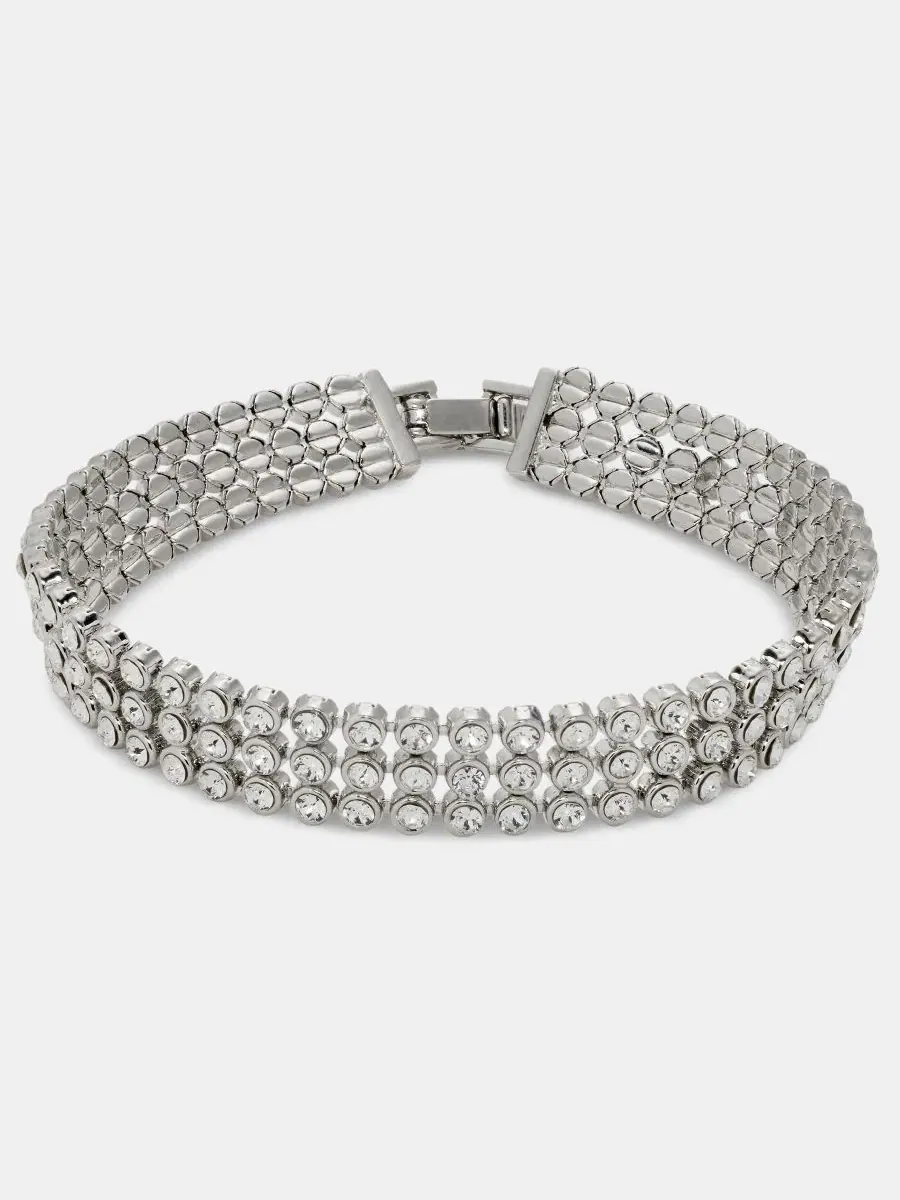 Браслет-эластичный с тремя рядами кристаллов Pavé Triple Row Flex Givenchy — изображение 1 из 4, оттенок белый