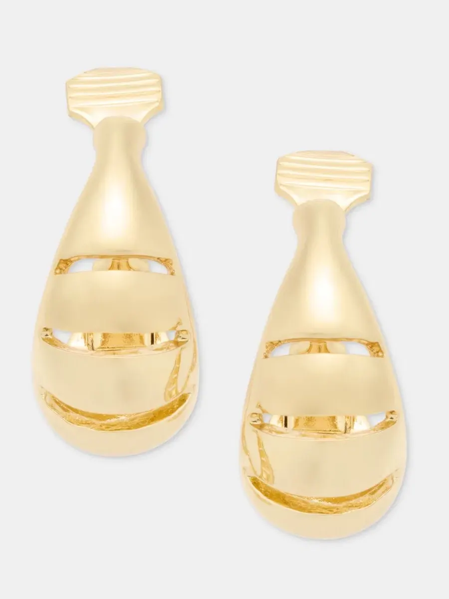 Серьги-кольца с ажурным дизайном Medium Openwork Clip-On Hoop Earrings Anne Klein — изображение 1 из 4, оттенок золото