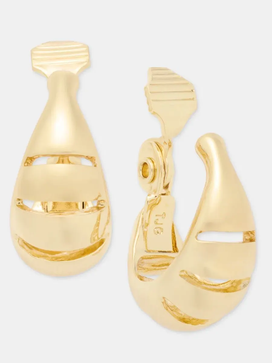 Серьги-кольца с ажурным дизайном Medium Openwork Clip-On Hoop Earrings Anne Klein — изображение 2 из 4, оттенок золото