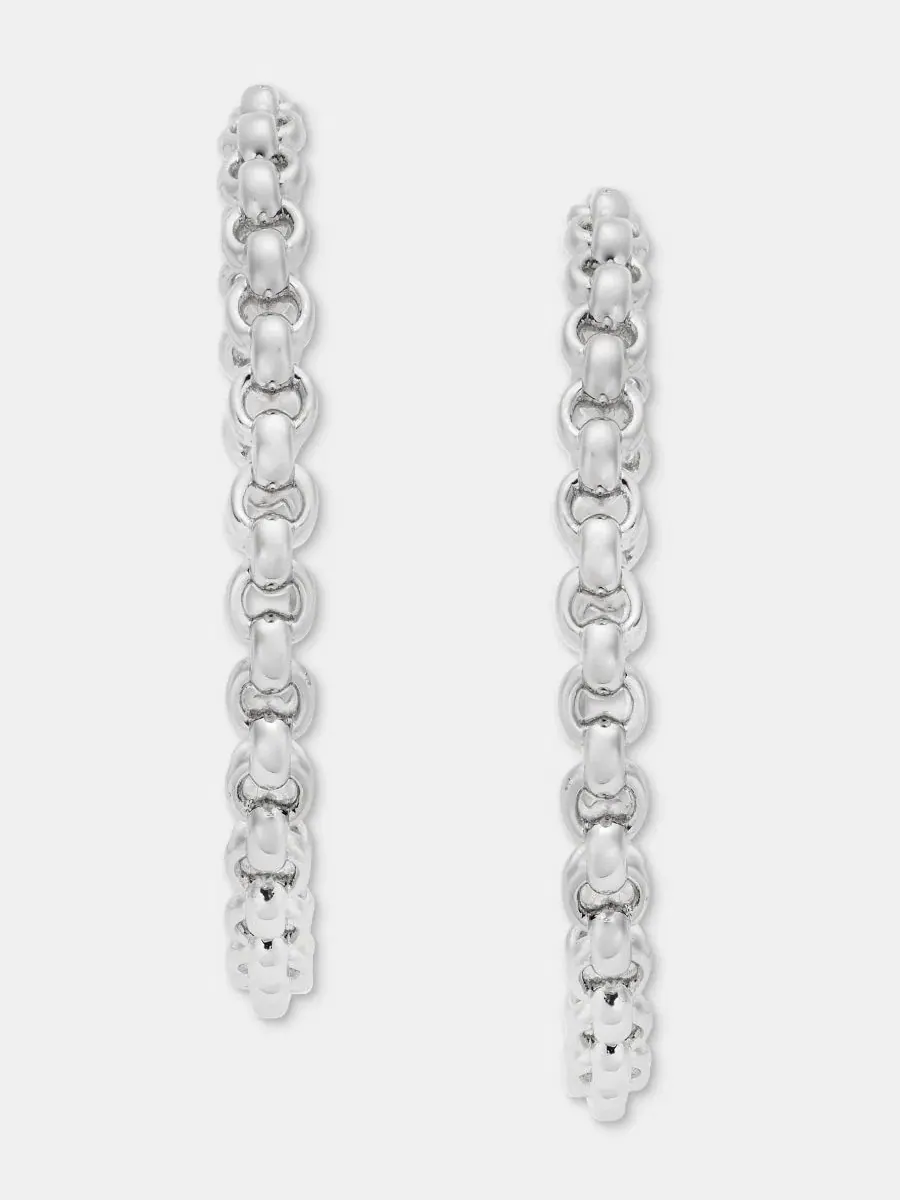 Серьги-кольца с цепочкой 40 мм Lauren Ralph Lauren — изображение 1 из 4, оттенок серебряный