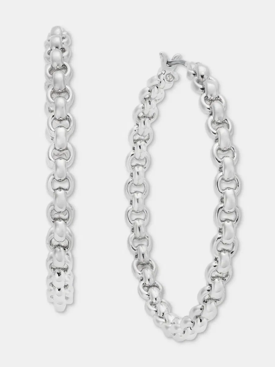 Серьги-кольца с цепочкой 40 мм Lauren Ralph Lauren — изображение 2 из 4, оттенок серебряный