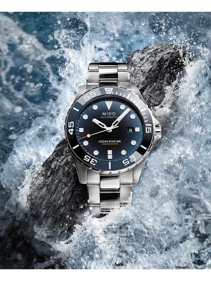 Мужские швейцарские автоматические часы Ocean Star 600 Chronometer на стальном браслете, 44 мм Mido — изображение 4 из 9