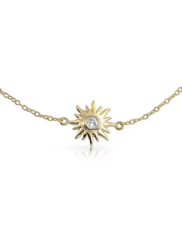 Браслет на лодыжку с фианитами Sunburst, позолоченный — изображение 2 из 3, оттенок золото