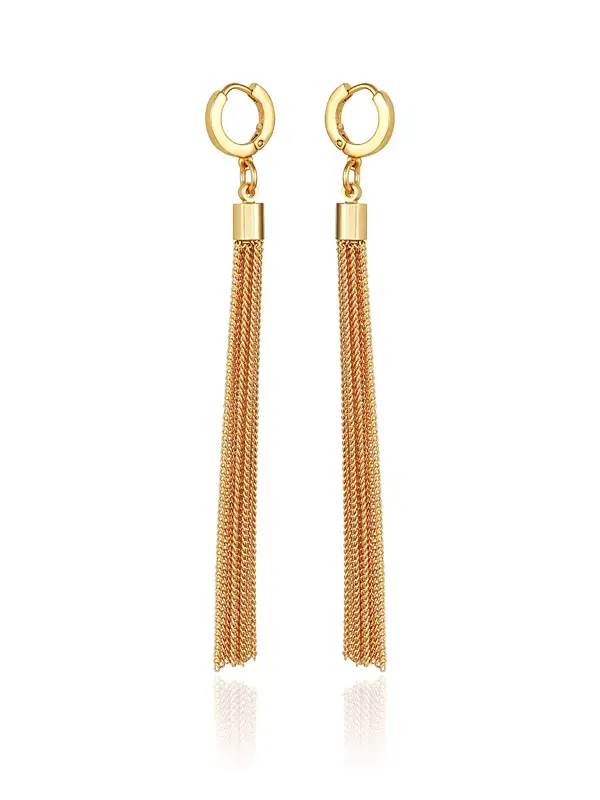 Золотистые серьги-кольца с кисточками-хагге Vince Camuto