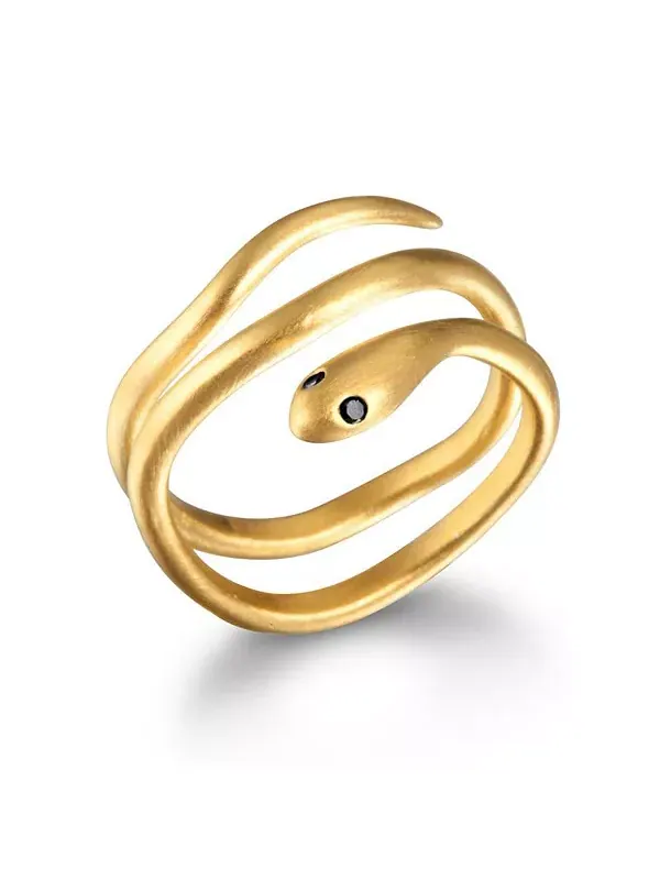 Кольцо с черной змеей в виде золотых витков Satya Jewelry — золотистый