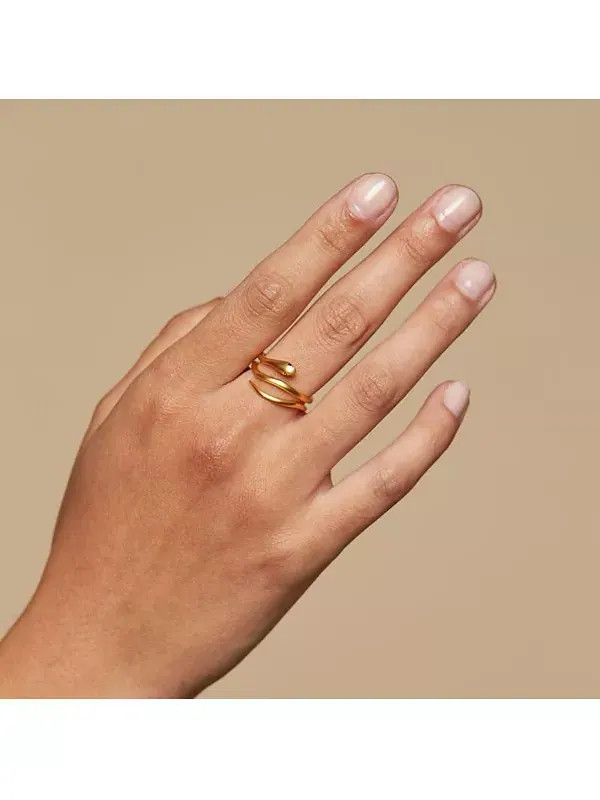 Кольцо с черной змеей в виде золотых витков Satya Jewelry — изображение 2 из 2, оттенок золото