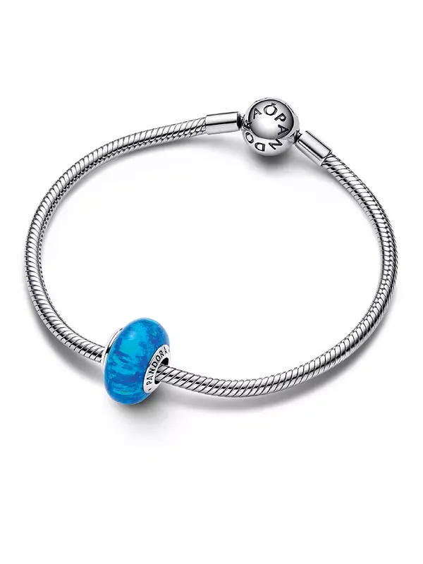 Серебряный опаловый шарм цвета морской волны Pandora — изображение 3 из 3, оттенок синий