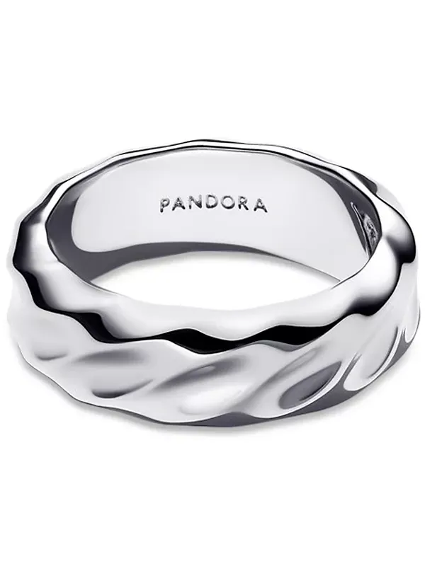 Кольцо с широкой волнистой полосой Pandora — изображение 1 из 4, оттенок серебряный