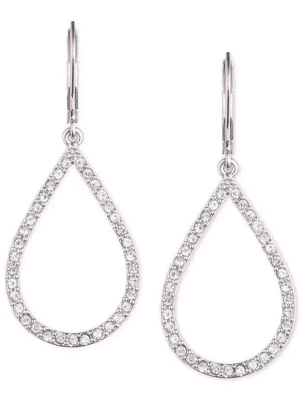 Серьги-Капли с кристаллами паве Anne Klein — изображение 1 из 3, оттенок серебряный