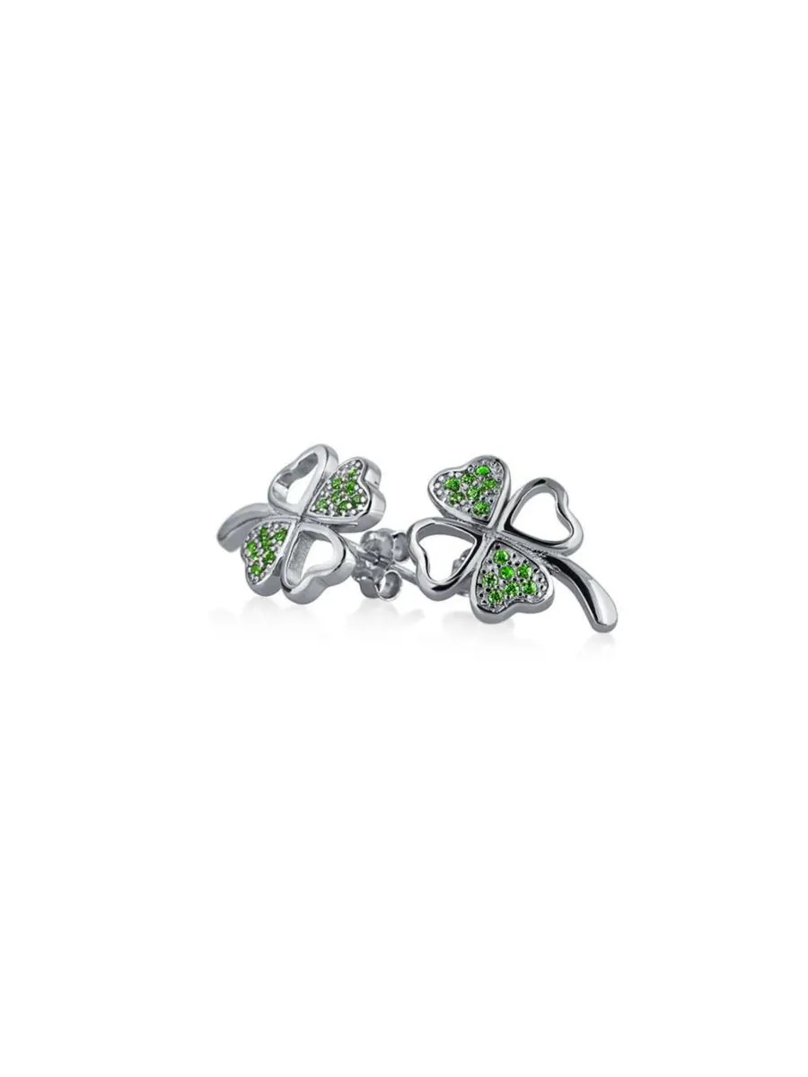 Серьги-гвоздики Luck of the Irish с фианитами: кельтский клевер в виде трилистника Bling Jewelry — изображение 1 из 3