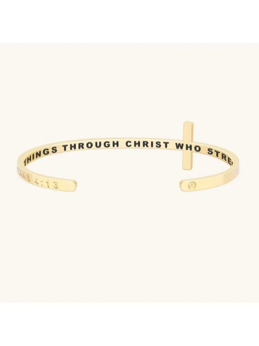 Браслет-манжета с надписью Romans 12:12, бренд Mantra