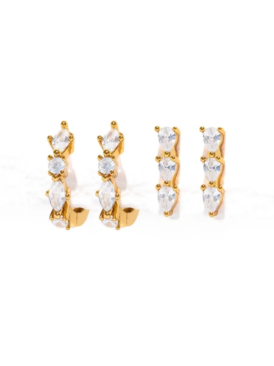 Комплект сережек с кристаллами Capri Earring Set Girls Crew — золотистый