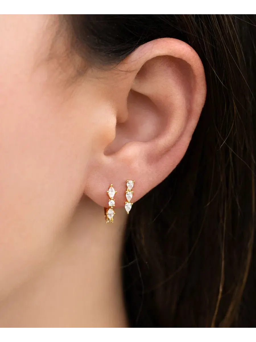 Комплект сережек с кристаллами Capri Earring Set Girls Crew — изображение 3 из 3, оттенок золото