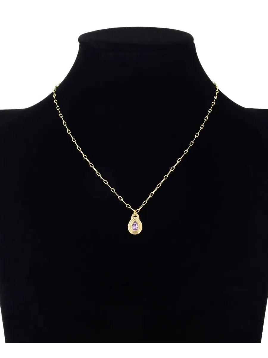 Кулон с кристаллом и камнем рождения — изображение 3 из 4, оттенок золотистый