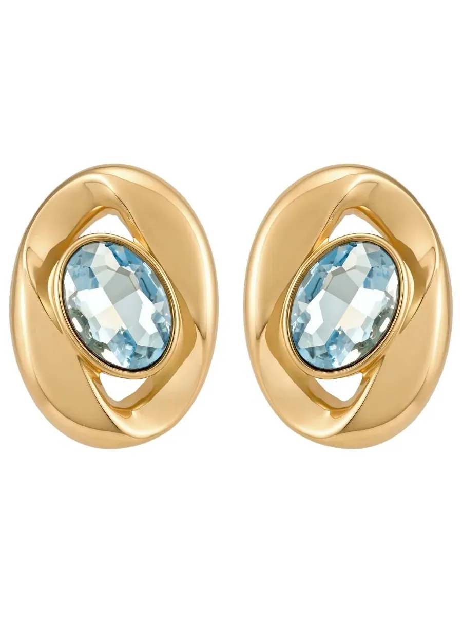 Серьги-пусеты с аквамариновым камнем GUESS — изображение 1 из 3, оттенок золото