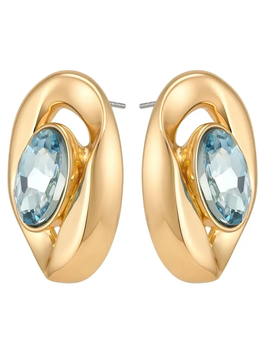 Серьги-пусеты с аквамариновым камнем GUESS — изображение 2 из 3, оттенок золото