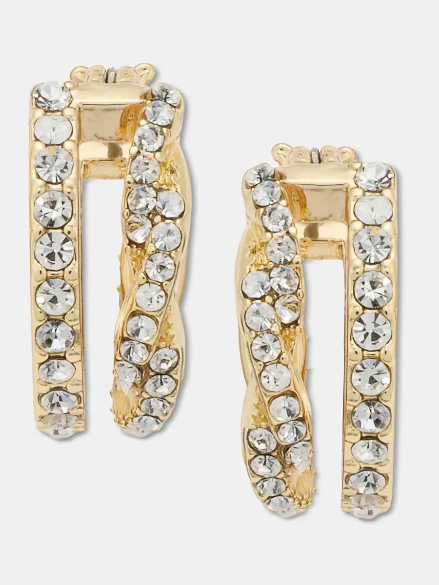 Серьги-пусеты с кристаллами, модель Pavé Split-Hoop Givenchy — изображение 1 из 3, оттенок золото