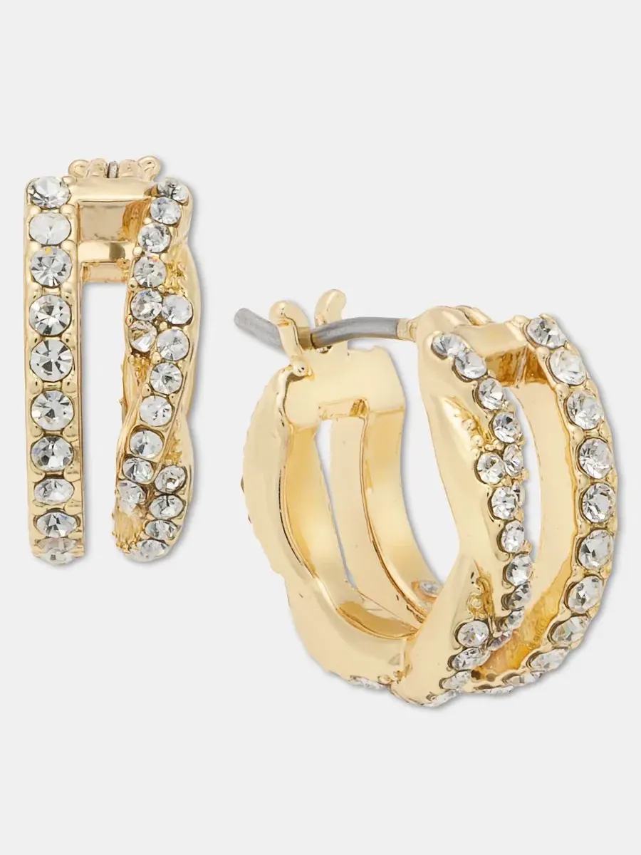 Серьги-пусеты с кристаллами, модель Pavé Split-Hoop Givenchy — изображение 2 из 3, оттенок золото