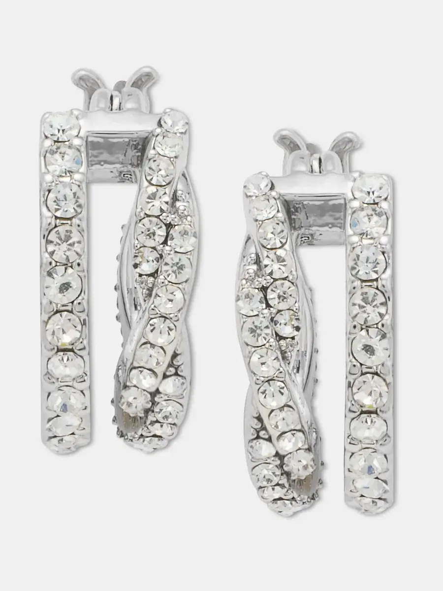 Серьги-кольца с кристаллами, модель Pavé Split-Hoop Givenchy — изображение 1 из 3, оттенок белый