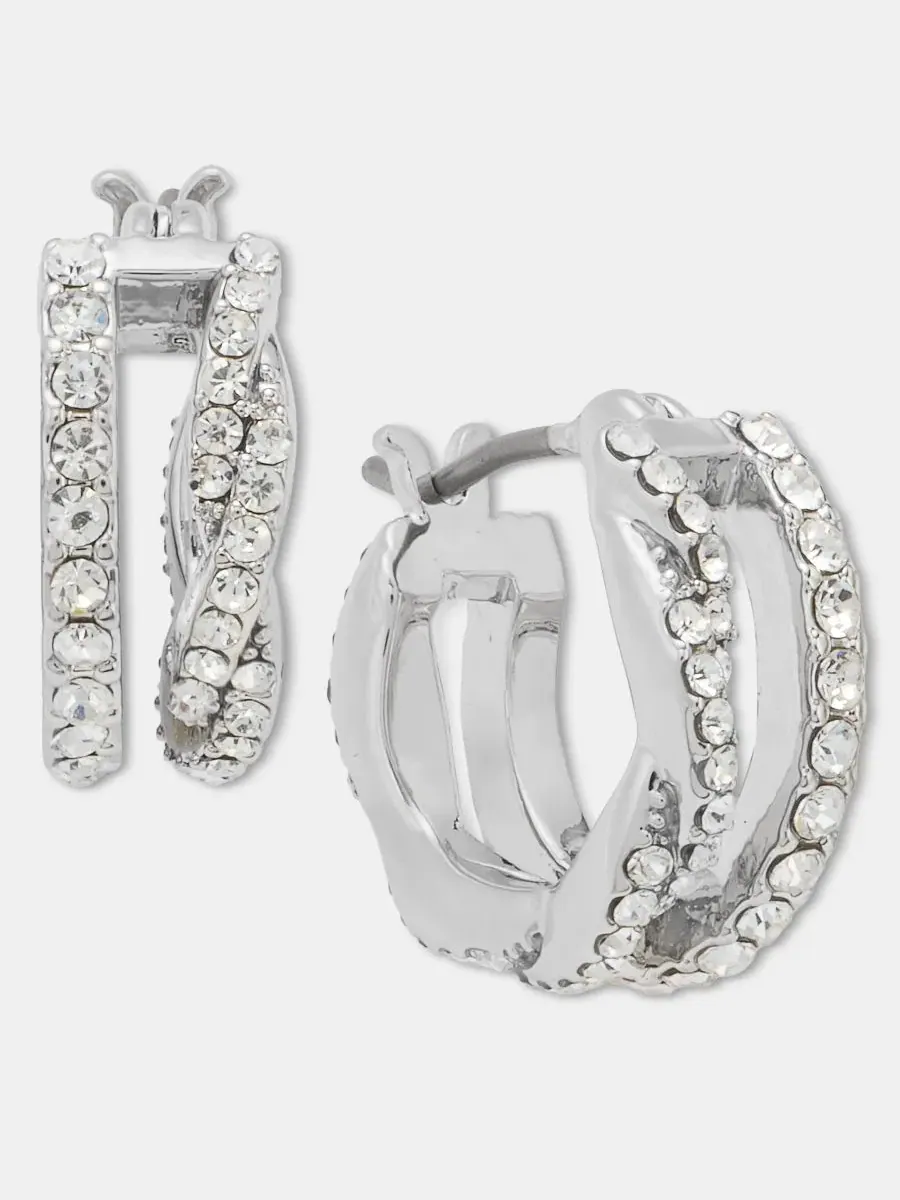 Серьги-кольца с кристаллами, модель Pavé Split-Hoop Givenchy — изображение 2 из 3, оттенок белый