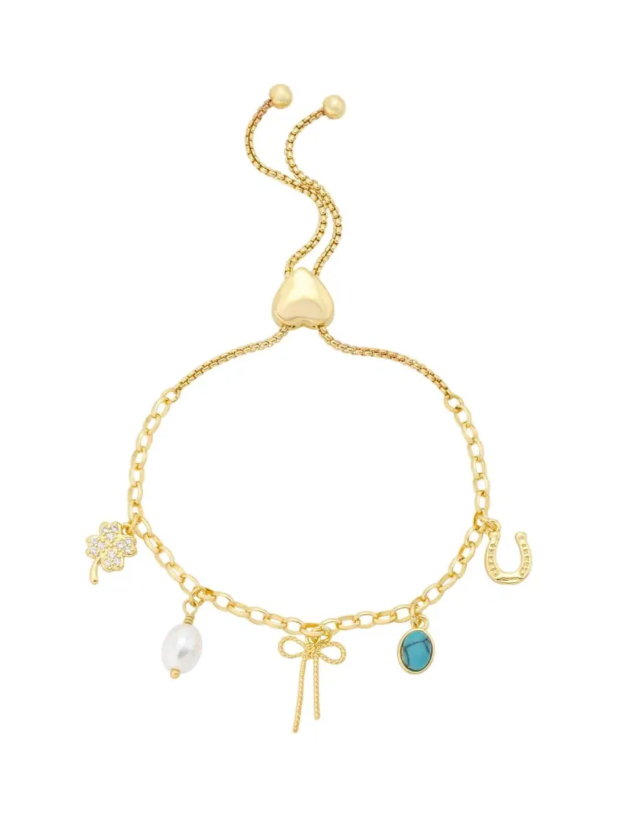 Браслет-боло в западном стиле с кубическим цирконием и подвесками Unwritten — золотистый