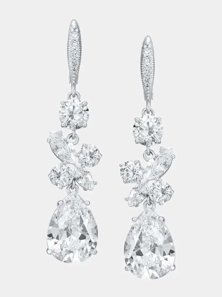 Тройные серьги-подвески с кубическим цирконием Givenchy — изображение 1 из 4, оттенок серебряный