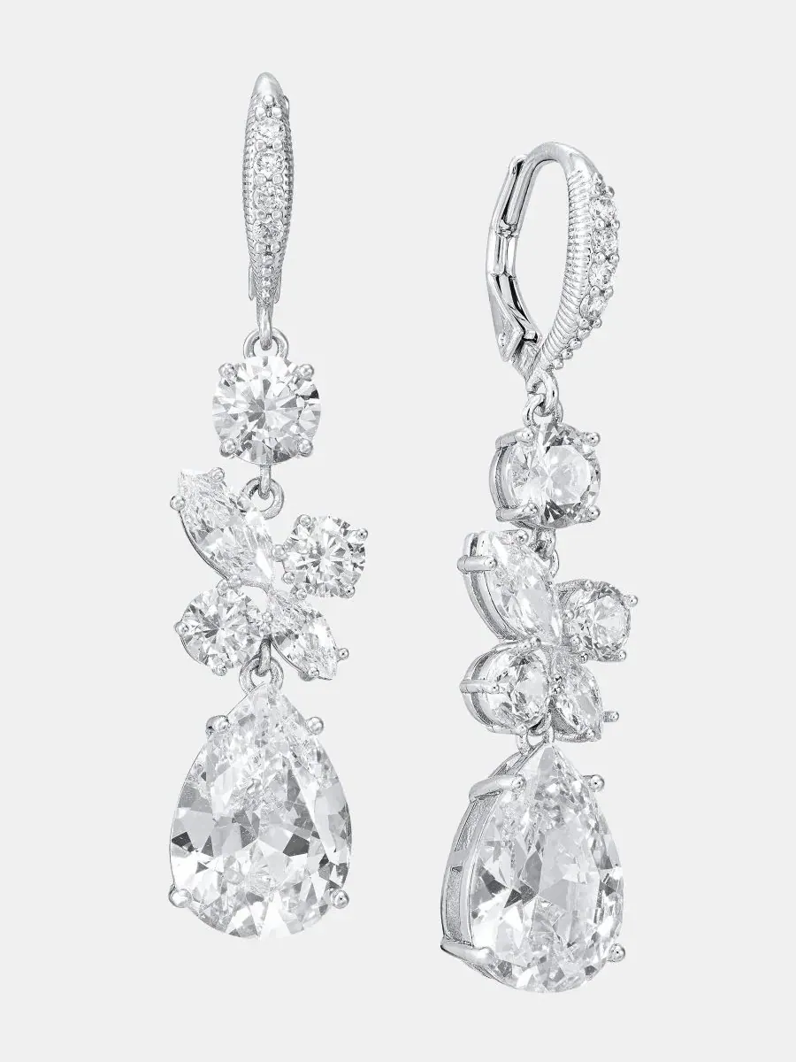 Тройные серьги-подвески с кубическим цирконием Givenchy — изображение 2 из 4, оттенок серебряный