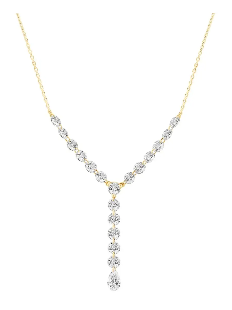 Колье с бриллиантами лабораторного выращивания (2 ct. t.w.) в 14k желтом золоте — изображение 1 из 5
