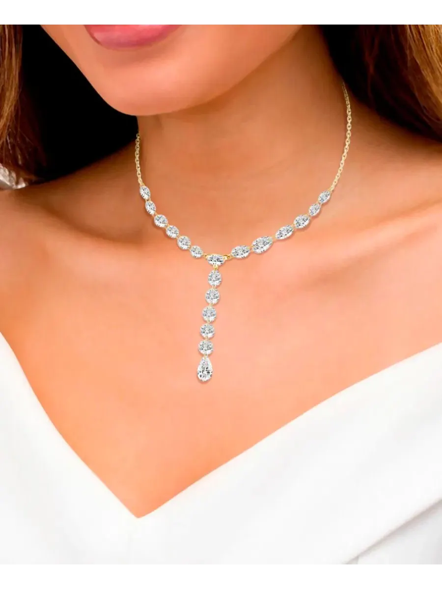 Колье с бриллиантами лабораторного выращивания (2 ct. t.w.) в 14k желтом золоте — изображение 3 из 5