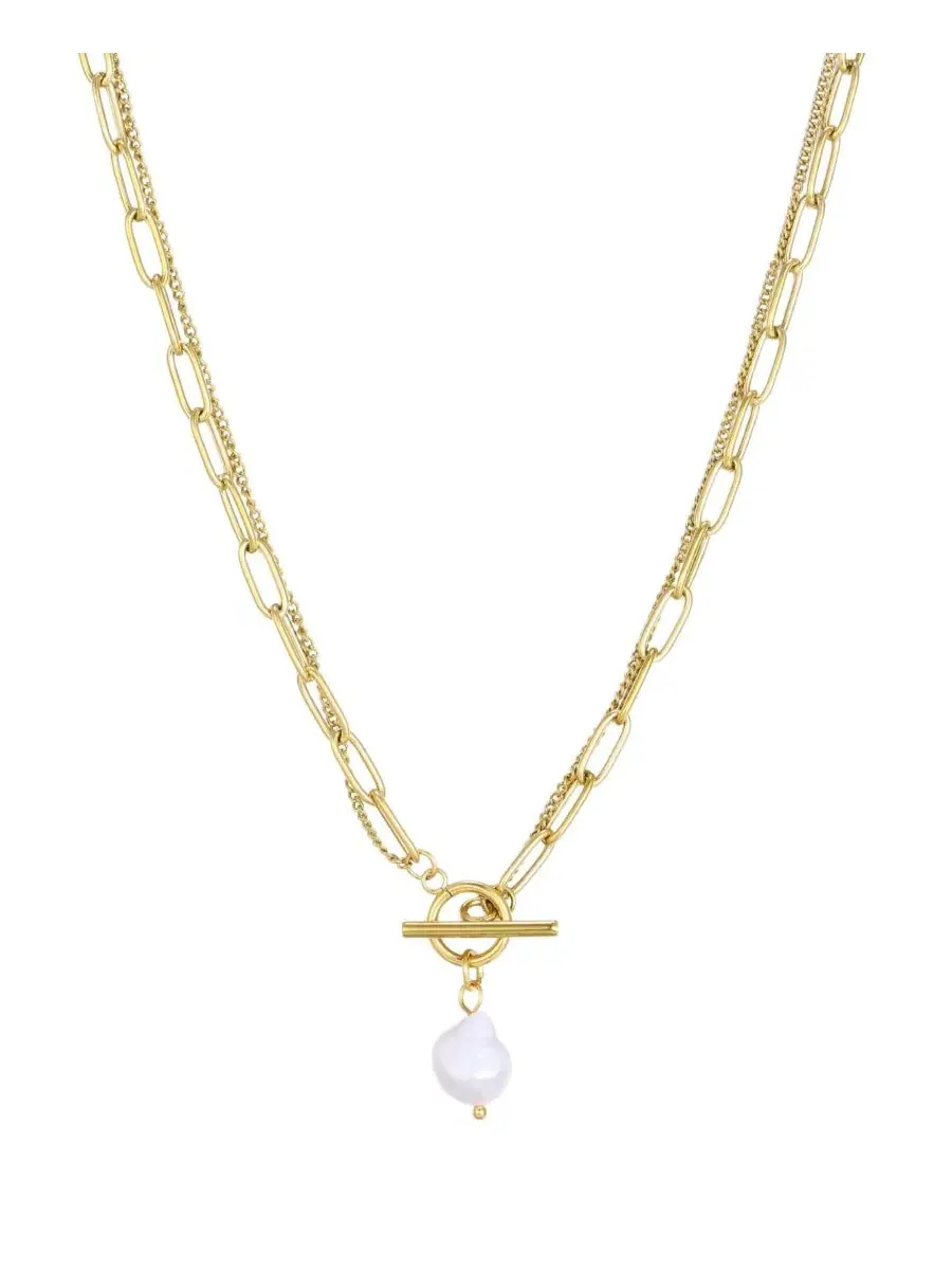 Колье с жемчугом и позолотой 18K ADORNIA — изображение 1 из 4, оттенок белый