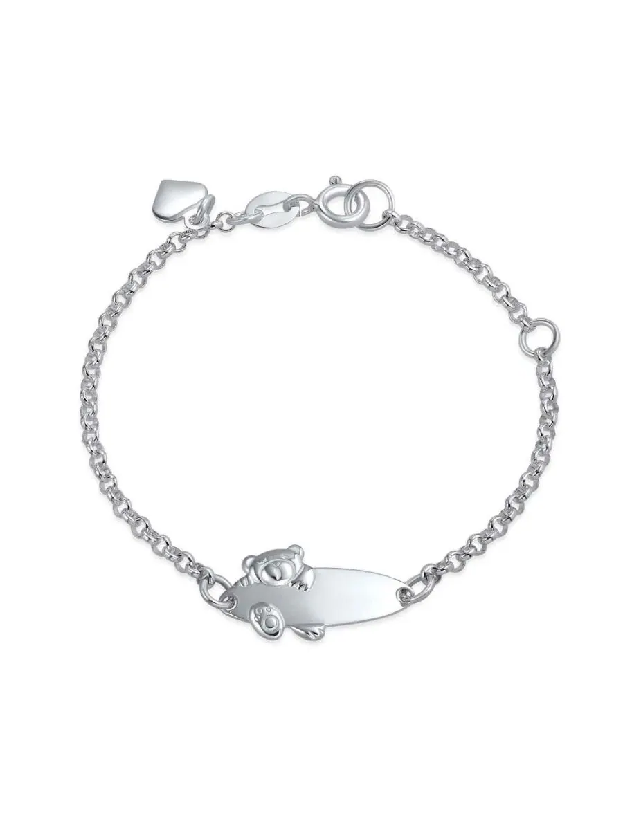 Браслет-цепочка с подвеской-мишкой, модель Petite Bear Charm Bling Jewelry — изображение 1 из 4, оттенок серебряный