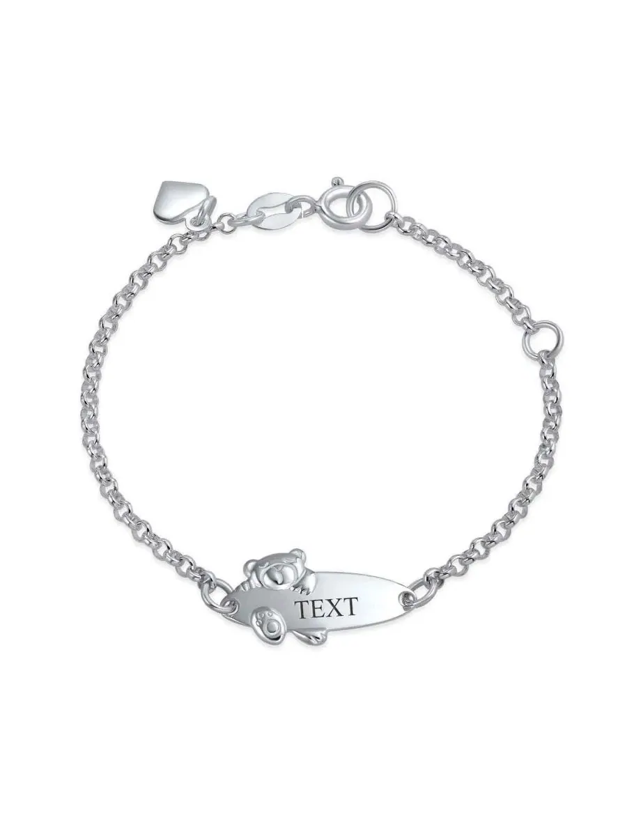Браслет-цепочка с подвеской-мишкой, модель Petite Bear Charm Bling Jewelry — изображение 2 из 4, оттенок серебряный