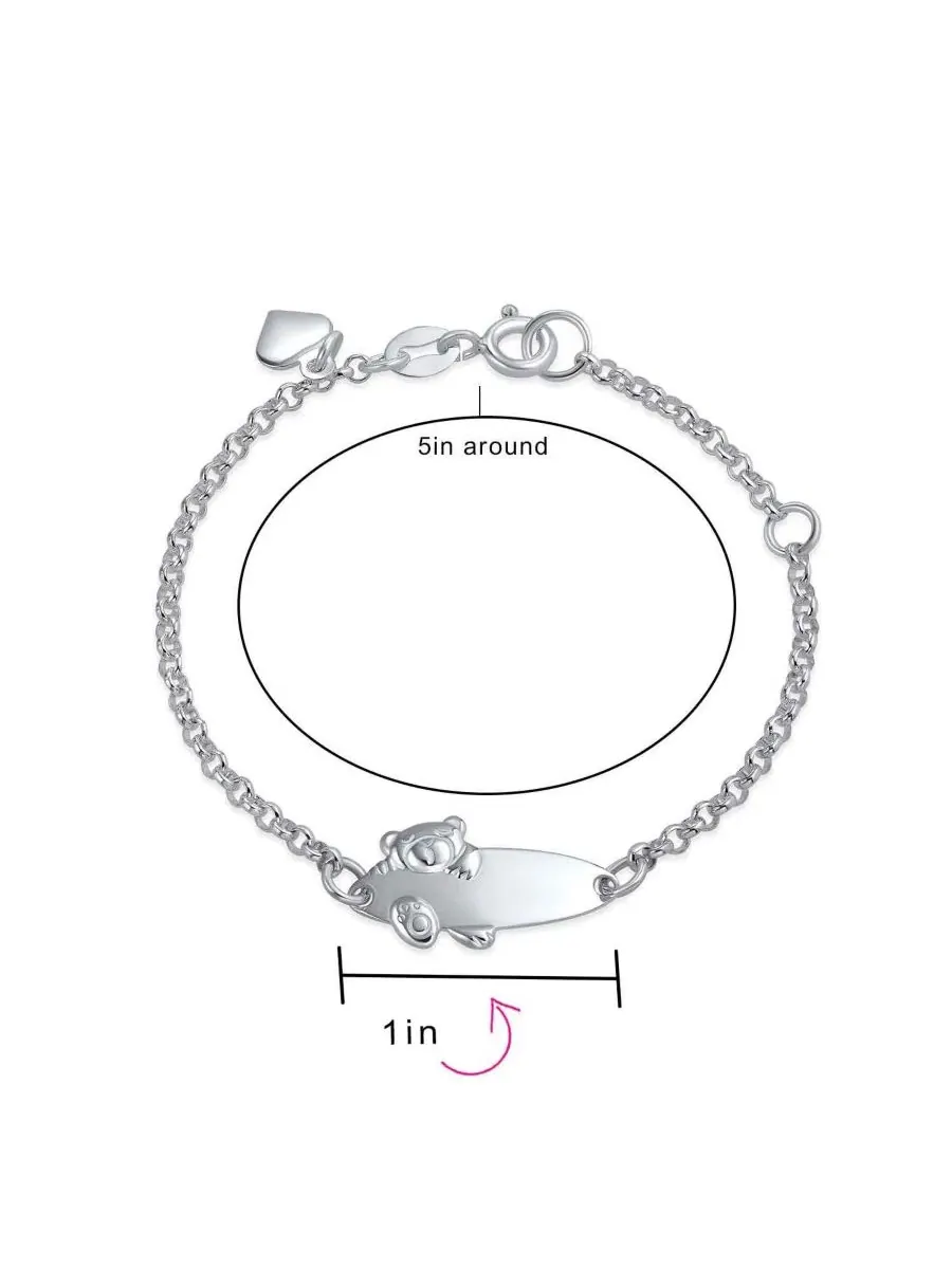Браслет-цепочка с подвеской-мишкой, модель Petite Bear Charm Bling Jewelry — изображение 4 из 4, оттенок серебряный