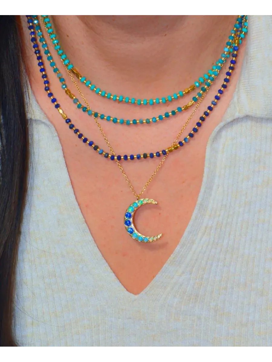 Ожерелье с бусинами Miyuki Lumira Mini Beaded Gemstone Necklace Kamaria — изображение 4 из 6, оттенок синий