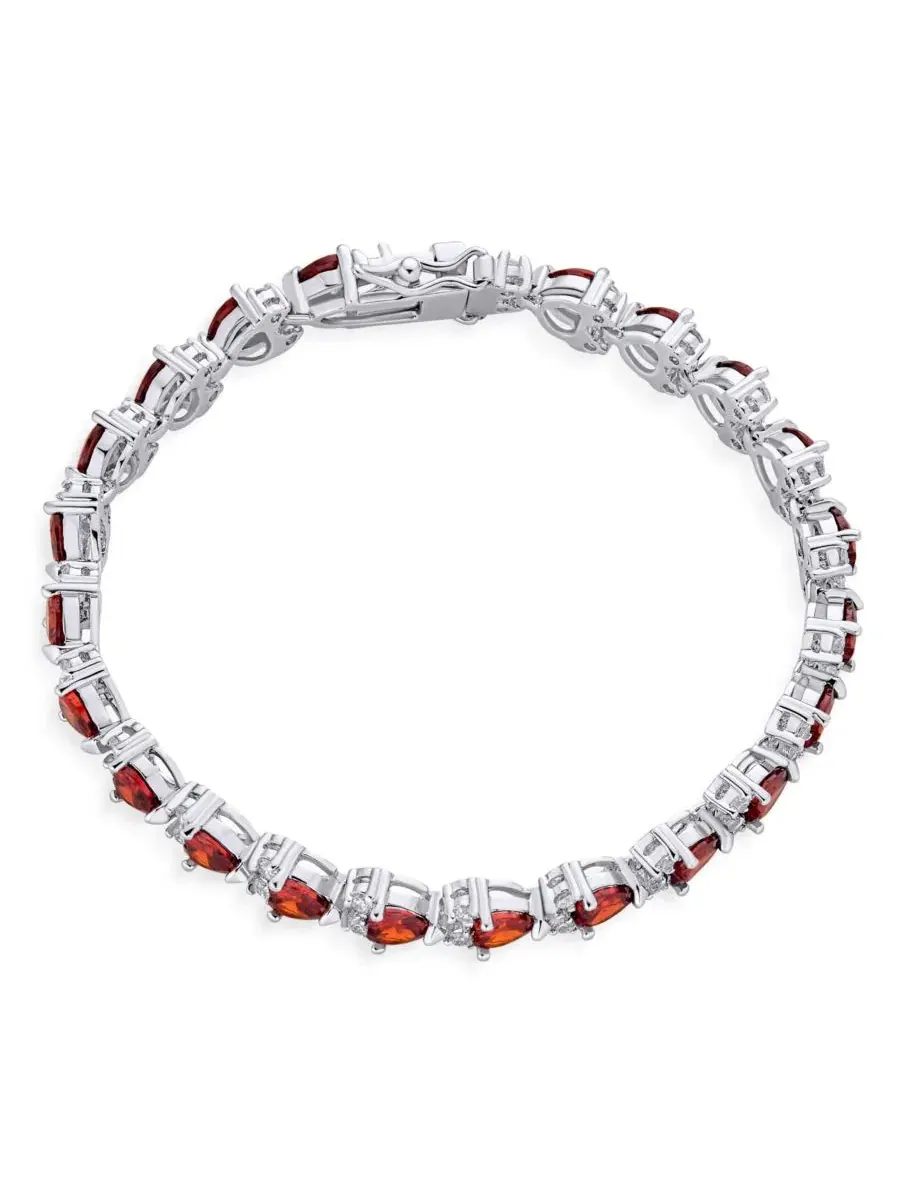 Браслет-тенниска с сердцем из фианитов, красный Bling Jewelry — изображение 2 из 3
