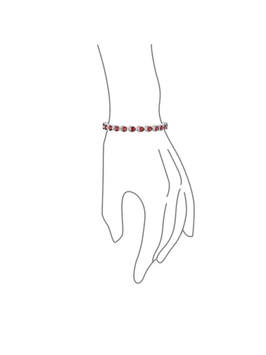 Браслет-тенниска с сердцем из фианитов, красный Bling Jewelry — изображение 3 из 3