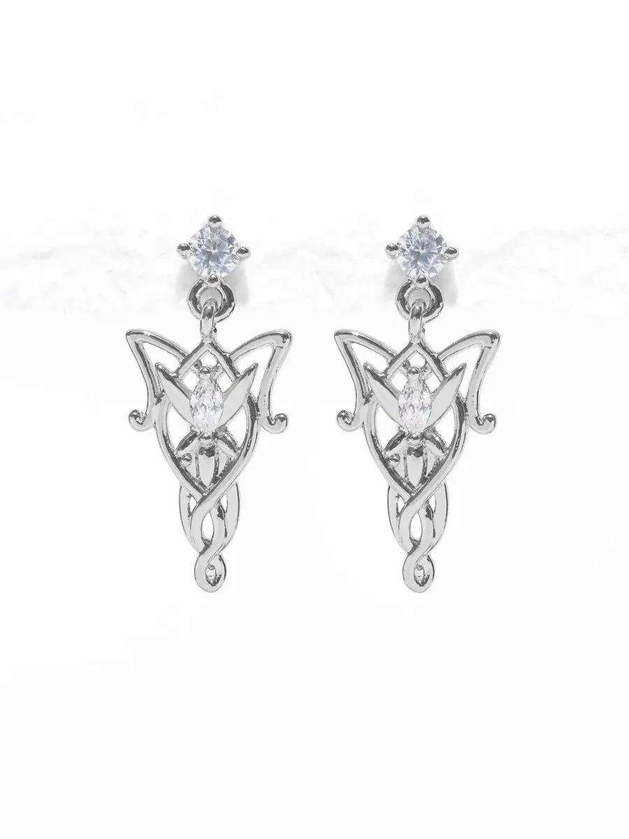 Серьги-подвески с кристаллами The Lord of the Rings Elven Dangle Girls Crew — изображение 1 из 2, оттенок серебряный