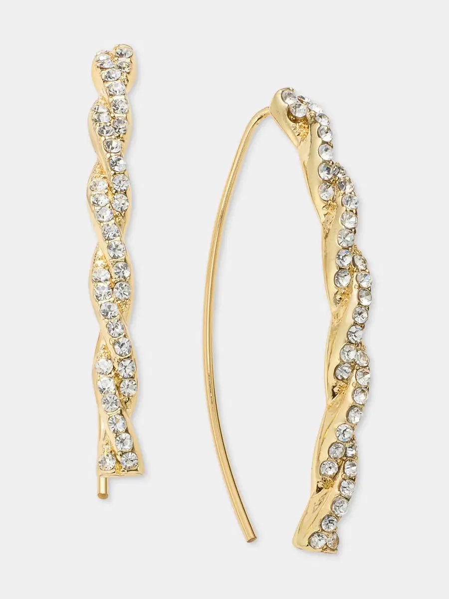 Серьги-пусеты с кристаллами, модель Pavé Twist Threader Givenchy — изображение 1 из 4, оттенок золото