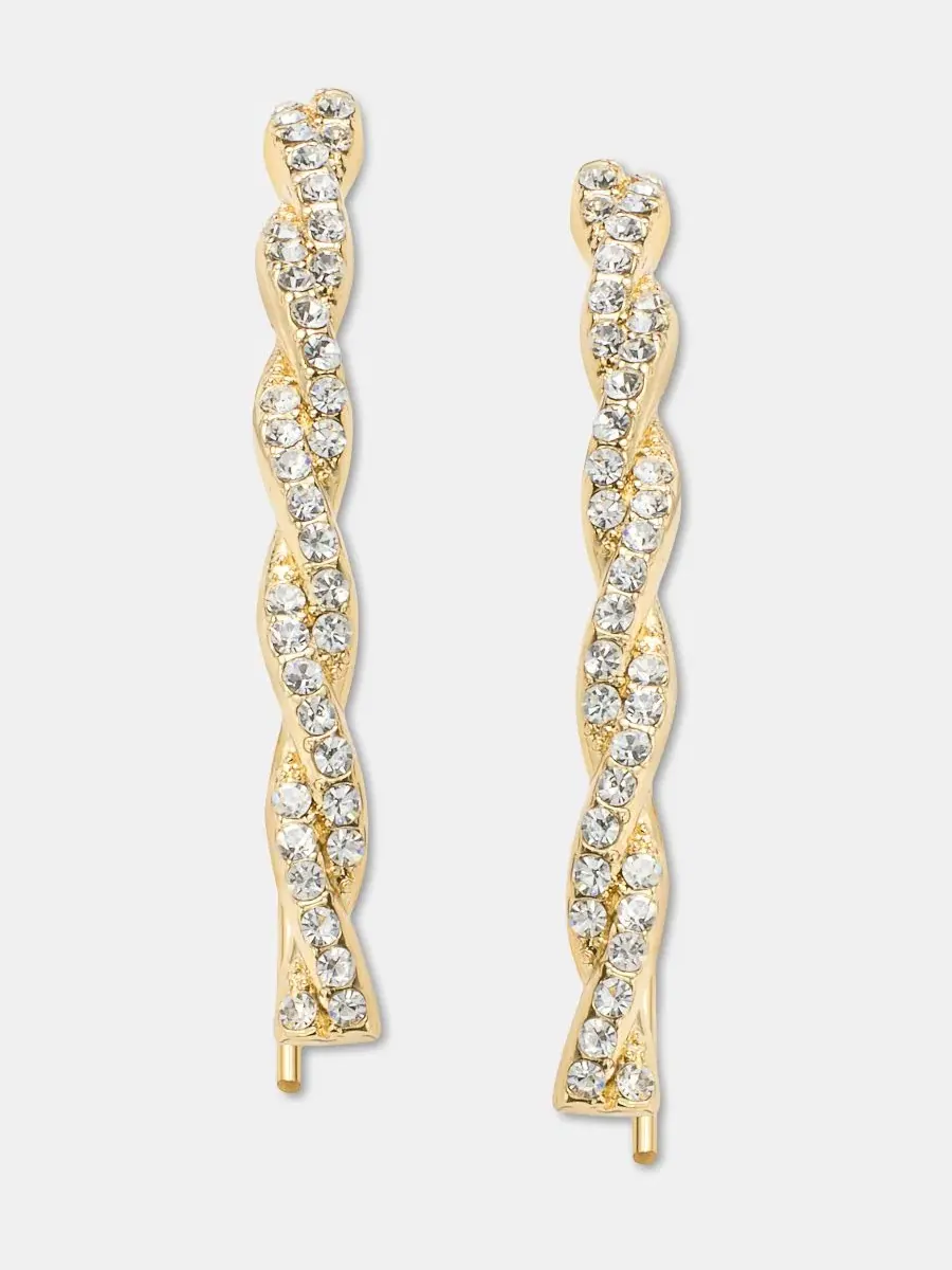 Серьги-пусеты с кристаллами, модель Pavé Twist Threader Givenchy — изображение 2 из 4, оттенок золото