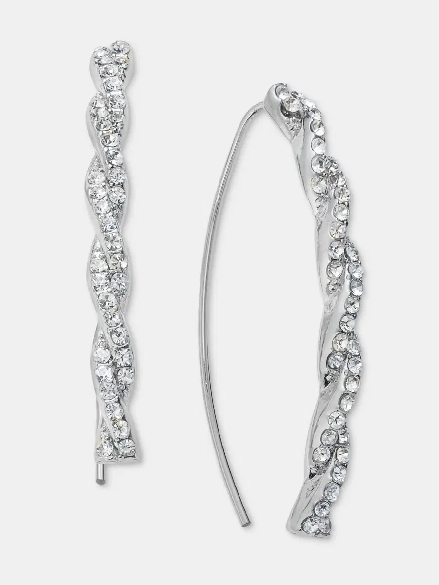 Серьги-подвески с кристаллами Pavé Twist Givenchy — изображение 1 из 4, оттенок белый