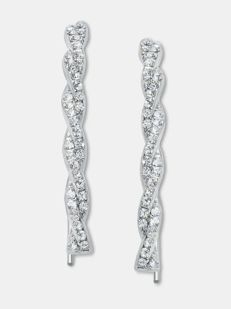Серьги-подвески с кристаллами Pavé Twist Givenchy — изображение 2 из 4, оттенок белый