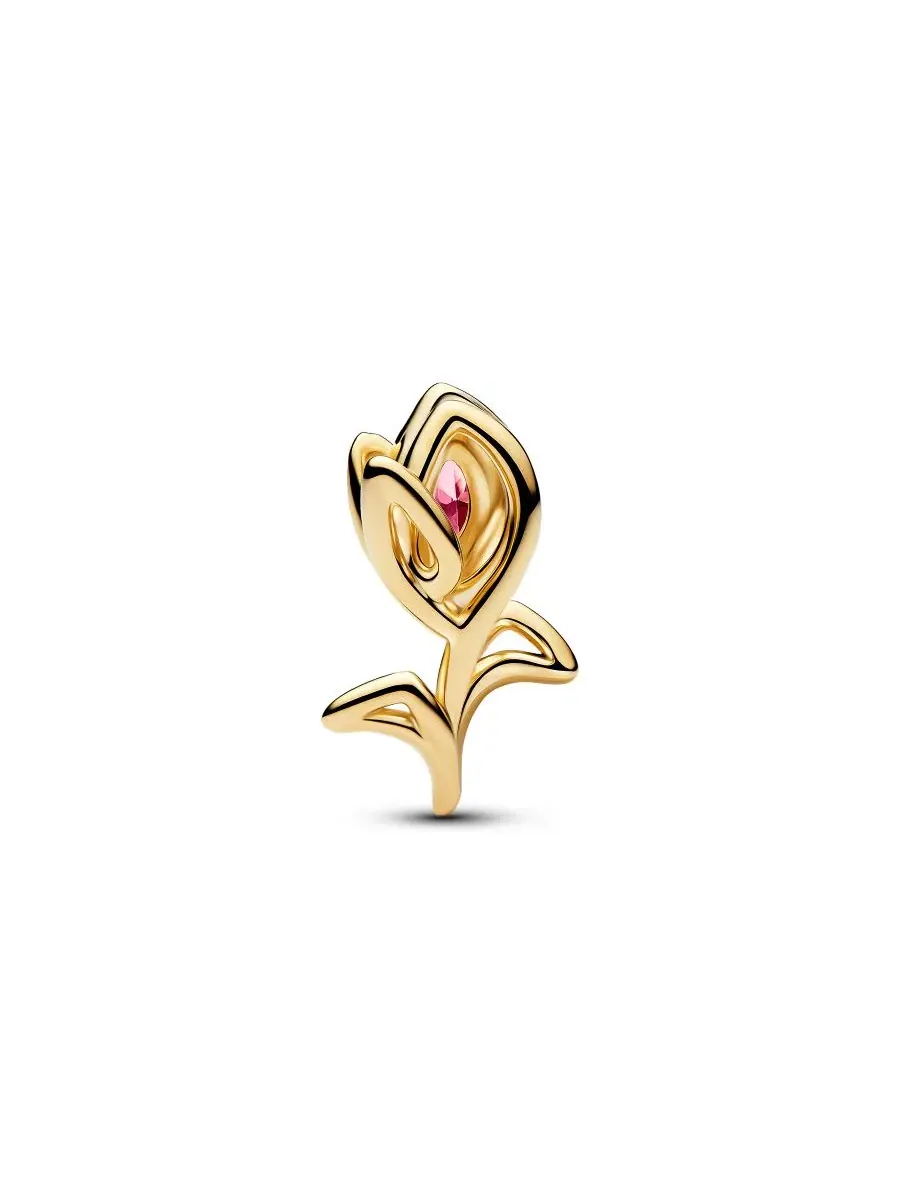 Подвеска-тюльпан с розовым кубическим цирконием, Tulip Openwork Charm Pandora — изображение 2 из 4, оттенок золотистый