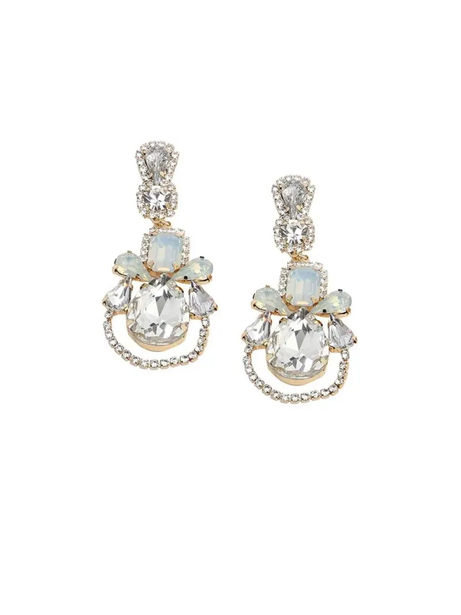 Серьги-подвески с кристаллами Rhinestones Drop SOHI — изображение 1 из 5, оттенок золото